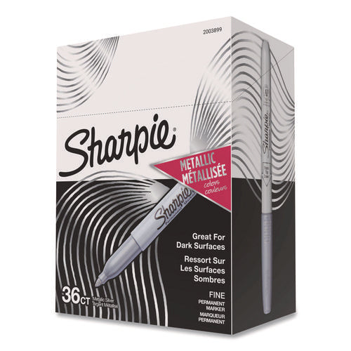 Image of Sharpie® Metallic Fine Point Permanent Marker Value Pack, Fine Bullet Tip, Metallic Silver, 36/pack