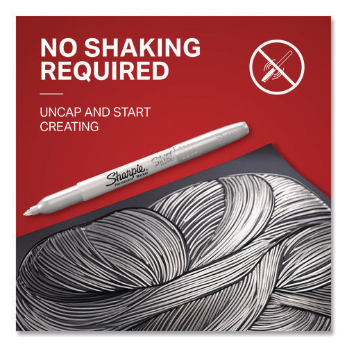 Image of Sharpie® Metallic Fine Point Permanent Marker Value Pack, Fine Bullet Tip, Metallic Silver, 36/pack