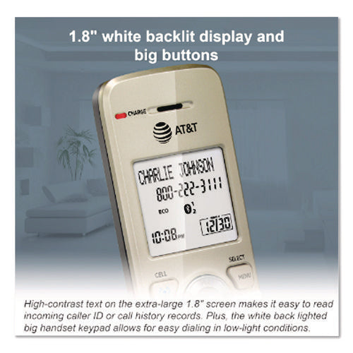 Image of AT&T® Connect to Cell DL72310 Cordless Telephone, Base and 2 Additional Handsets, White/Silver