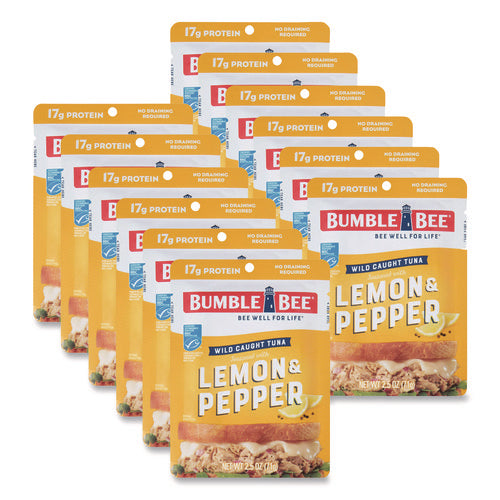 Image of Bumble Bee® Ready To Enjoy Seasoned Tuna, Lemon And Pepper, 2.5 Oz Pouch, 12/carton