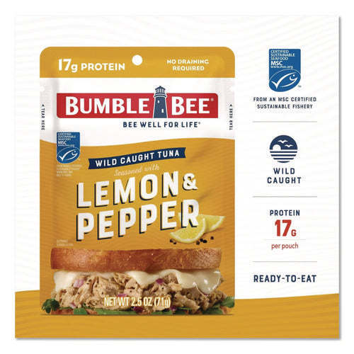 Image of Bumble Bee® Ready To Enjoy Seasoned Tuna, Lemon And Pepper, 2.5 Oz Pouch, 12/carton