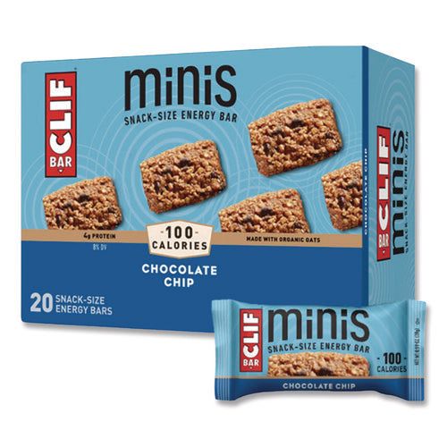 Image of CLIF® Bar Energy Bar, Mini Chocolate Chip, 0.99 Oz Bar, 20/box