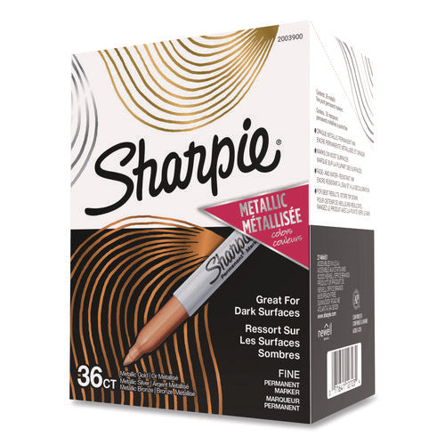 Image of Sharpie® Metallic Fine Point Permanent Marker Value Pack, Fine Bullet Tip, Assorted Colors, 36/pack