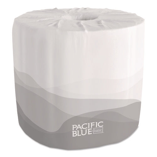 Image of Georgia Pacific® Professional Pacific Blue Basic Embossed Bathroom Tissue, Septic Safe, 1-Ply, White, 550/roll, 80 Rolls/carton
