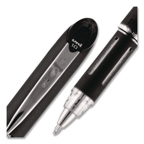 Image of uniball® Jetstream Hybrid Gel Pen, Stick, Bold 1 mm, Black Ink, Black/Silver Barrel