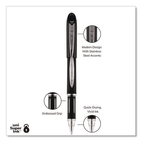 Image of uniball® Jetstream Hybrid Gel Pen, Stick, Bold 1 mm, Black Ink, Black/Silver Barrel