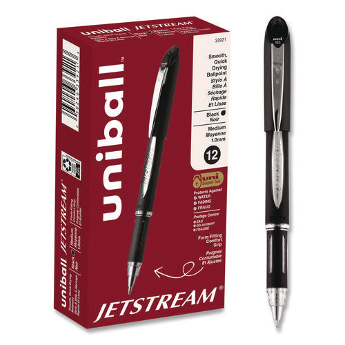 Image of uniball® Jetstream Hybrid Gel Pen, Stick, Bold 1 mm, Black Ink, Black/Silver Barrel