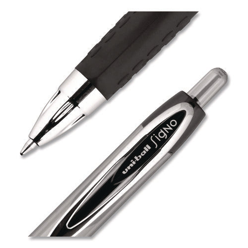 Image of uniball® Signo 207 Gel Pen, Retractable, Medium 0.7 Mm, Black Ink, Smoke/black Barrel, Dozen
