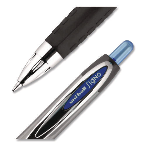 Image of uniball® Signo 207 Gel Pen, Retractable, Medium 0.7 Mm, Blue Ink, Smoke/black/blue Barrel, Dozen