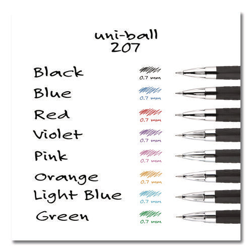Image of uniball® Signo 207 Gel Pen, Retractable, Medium 0.7 Mm, Blue Ink, Smoke/black/blue Barrel, Dozen