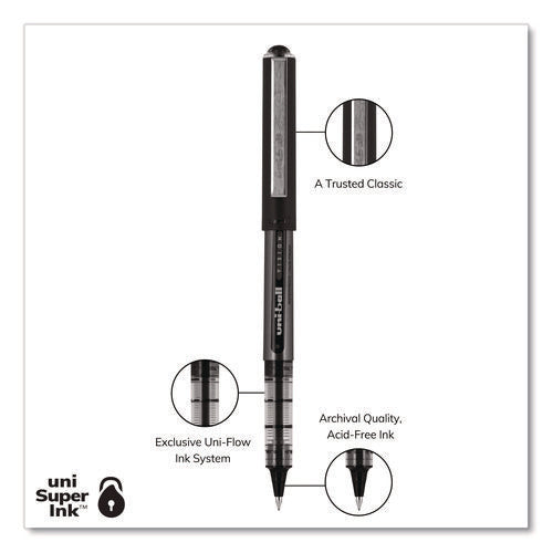 Image of uniball® VISION Rollerball Pen, Stick, Extra-Fine 0.5 mm, Black Ink, Gray/Black/Clear Barrel, Dozen