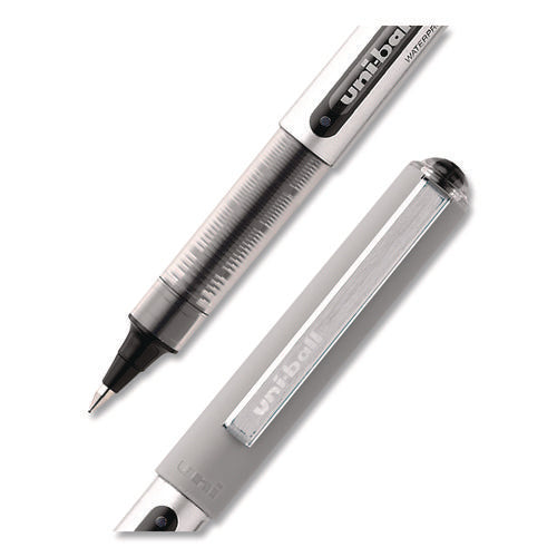 Image of uniball® VISION Rollerball Pen, Stick, Fine 0.7 mm, Black Ink, Silver/Black/Clear Barrel, Dozen