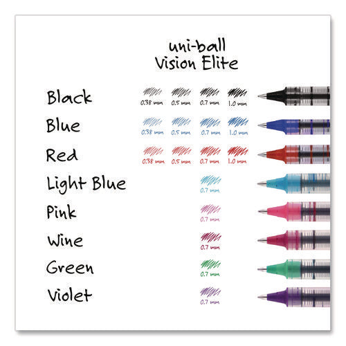 Image of uniball® VISION Rollerball Pen, Stick, Fine 0.7 mm, Black Ink, Silver/Black/Clear Barrel, Dozen