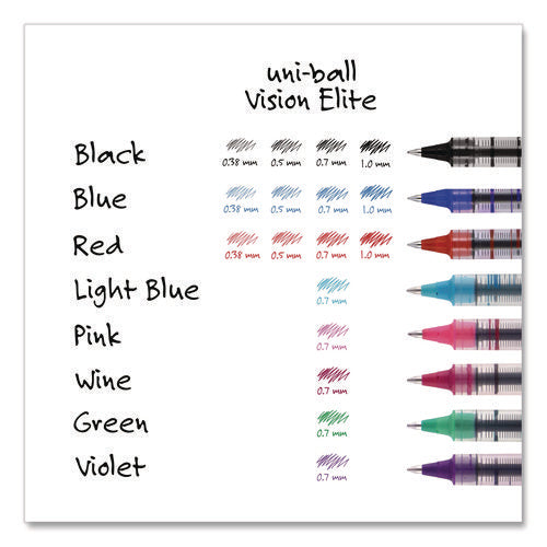 Image of uniball® VISION Rollerball Pen, Stick, Fine 0.7 mm, Blue Ink, Silver/Blue/Clear Barrel, Dozen