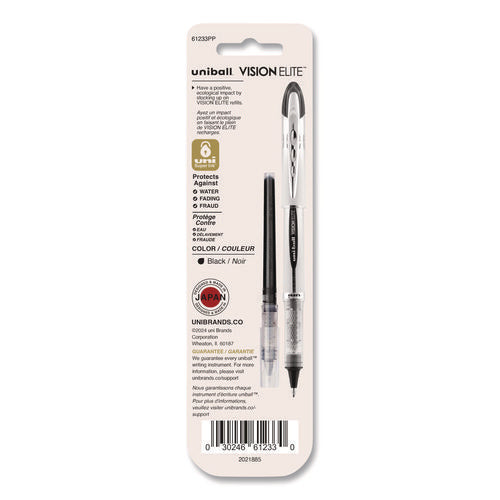 Image of uniball® Refill For Vision Elite Roller Ball Pens, Bold Conical Tip, Black Ink, 2/pack