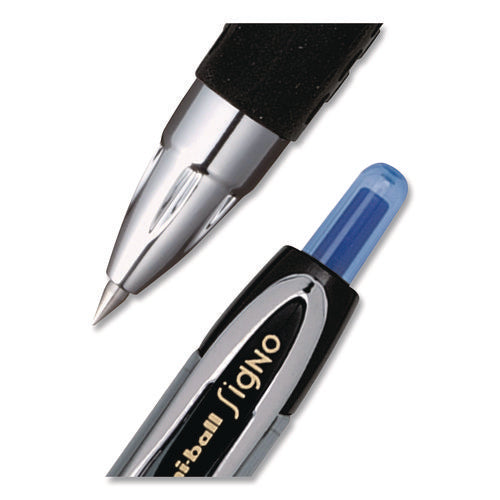 Image of uniball® Signo 207 Gel Pen, Retractable, Fine 0.5 mm, Blue Ink, Smoke/Black/Blue Barrel, Dozen