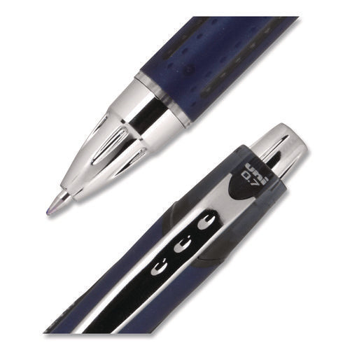 Image of uniball® Jetstream Hybrid Gel Pen, Retractable, Fine 0.7 mm, Black Ink, Blue/Silver Barrel