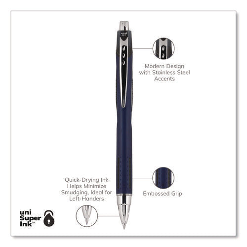 Image of uniball® Jetstream Hybrid Gel Pen, Retractable, Fine 0.7 mm, Black Ink, Blue/Silver Barrel
