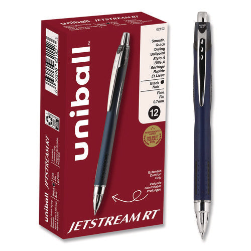 Image of uniball® Jetstream Hybrid Gel Pen, Retractable, Fine 0.7 mm, Black Ink, Blue/Silver Barrel