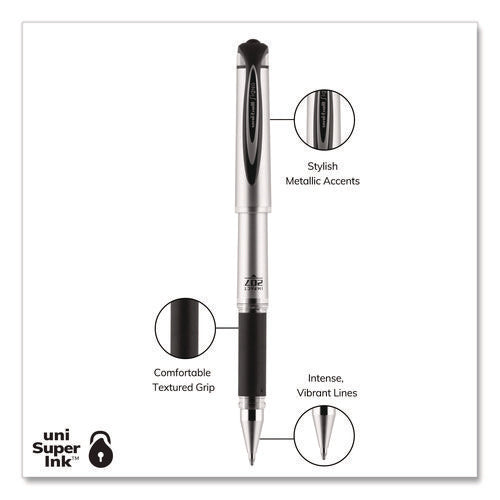 Image of uniball® 207 Impact Gel Pen, Stick, Bold 1 Mm, Black Ink, Silver/black Barrel