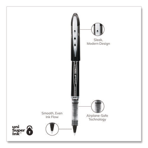Image of uniball® VISION ELITE Hybrid Gel Pen, Stick, Extra-Fine 0.5 mm, Black Ink, Black/Clear Barrel