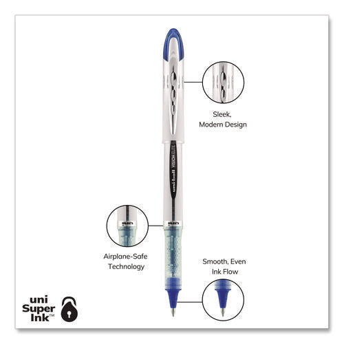 Image of uniball® VISION ELITE Hybrid Gel Pen, Stick, Bold 0.8 mm, Blue Ink, White/Blue/Clear Barrel