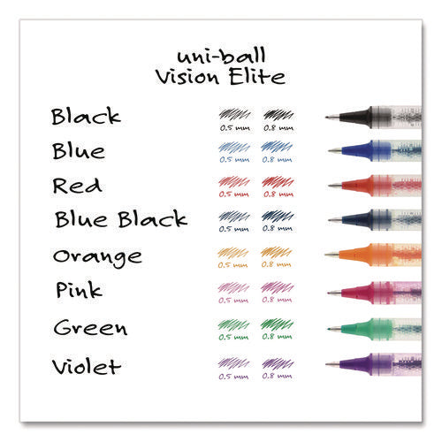 Image of uniball® VISION ELITE Hybrid Gel Pen, Stick, Bold 0.8 mm, Blue Ink, White/Blue/Clear Barrel