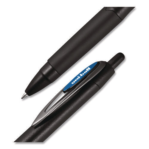 Image of uniball® 207 Plus+ Gel Pen, Retractable, Medium 0.7 mm, Blue Ink, Black Barrel, 4/Pack