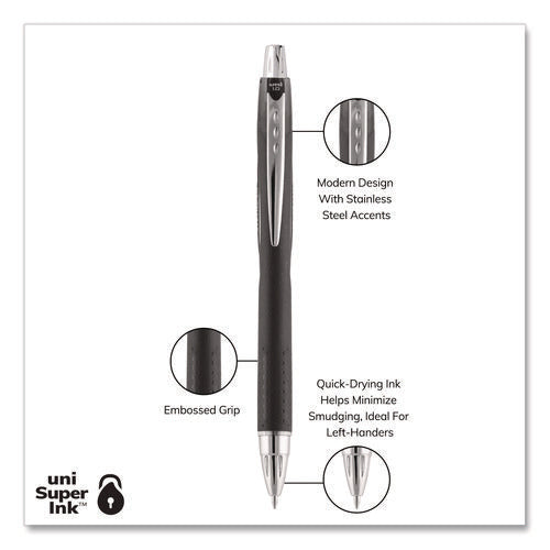 Image of uniball® Jetstream Hybrid Gel Pen, Retractable, Bold 1 mm, Black Ink, Black/Silver Barrel