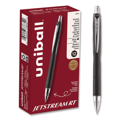 Image of uniball® Jetstream Hybrid Gel Pen, Retractable, Bold 1 mm, Black Ink, Black/Silver Barrel