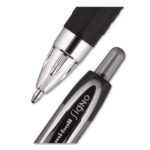 Image of uniball® Signo 207 Gel Pen, Retractable, Bold 1 mm, Black Ink, Smoke/Black Barrel, Dozen