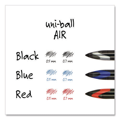 Image of uniball® Air Porous Gel Pen, Stick, Medium 0.7 Mm, Black Ink, Black Barrel, 3/pack