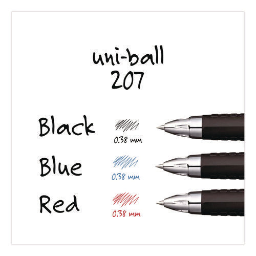 Image of uniball® 207 Ultra Micro Gel Pen, Retractable, Ultra-Micro 0.38 mm, Black Ink, Clear/Black Barrel
