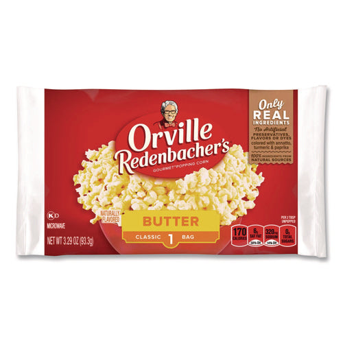 Image of Orville Redenbacher's® Gourmet Microwave Popcorn, Butter, 3.29 Oz Bag, 36/carton