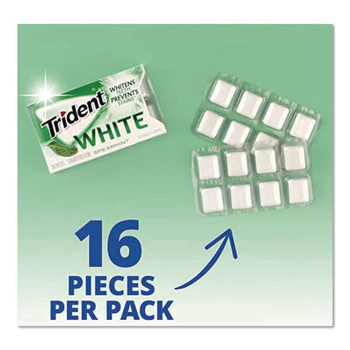 Image of Trident® Sugar-Free Gum, White Spearmint, 16 Sticks/pack, 9 Packs/box