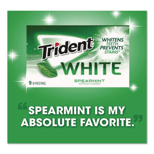 Image of Trident® Sugar-Free Gum, White Spearmint, 16 Sticks/pack, 9 Packs/box