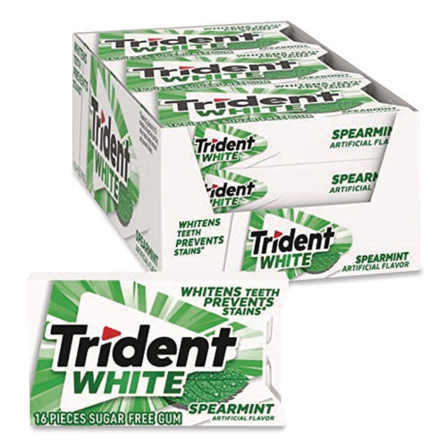 Image of Trident® Sugar-Free Gum, White Spearmint, 16 Sticks/pack, 9 Packs/box