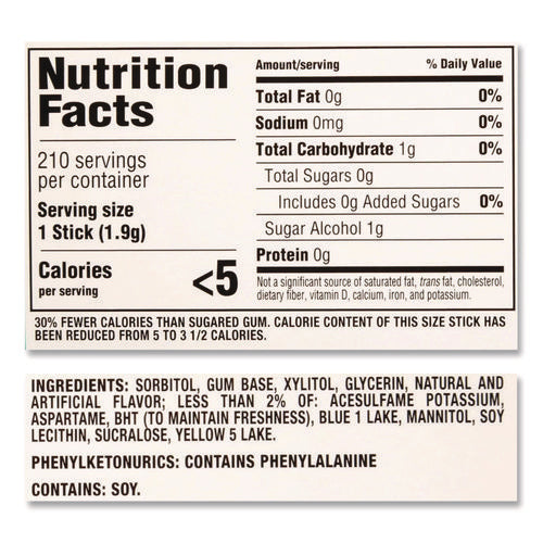 Image of Trident® Sugar-Free Gum, Spearmint, 14 Sticks/pack, 12 Packs/box