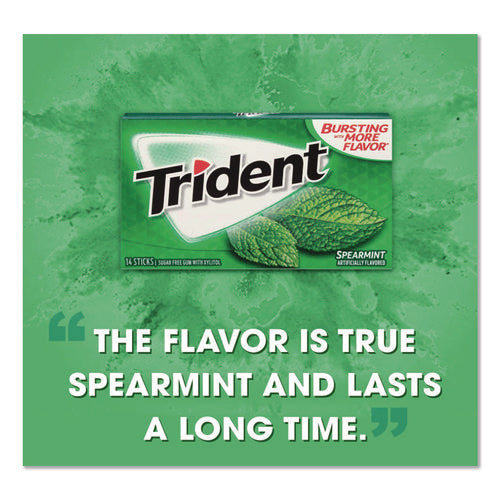Image of Trident® Sugar-Free Gum, Spearmint, 14 Sticks/pack, 12 Packs/box