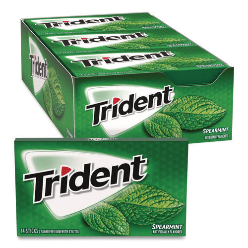 Image of Trident® Sugar-Free Gum, Spearmint, 14 Sticks/pack, 12 Packs/box