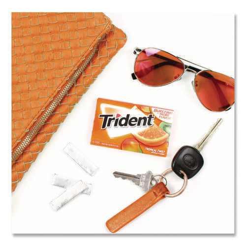 Image of Trident® Sugar-Free Gum, Tropical Twist, 14 Sticks/pack, 12 Packs/box