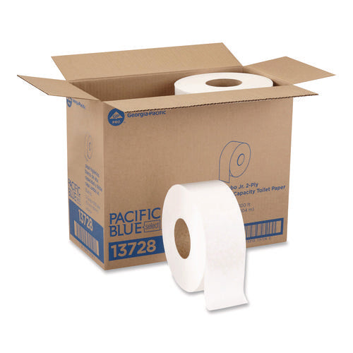 Image of Georgia Pacific® Professional Jumbo Jr. Bath Tissue Roll, Septic Safe, 2-Ply, White, 3.5" x 1,000 ft, 8 Rolls/Carton