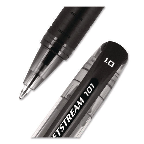 Image of uniball® Jetstream 101 Hybrid Gel Pen, Stick, Bold 1 mm, Black Ink, Black Barrel, Dozen