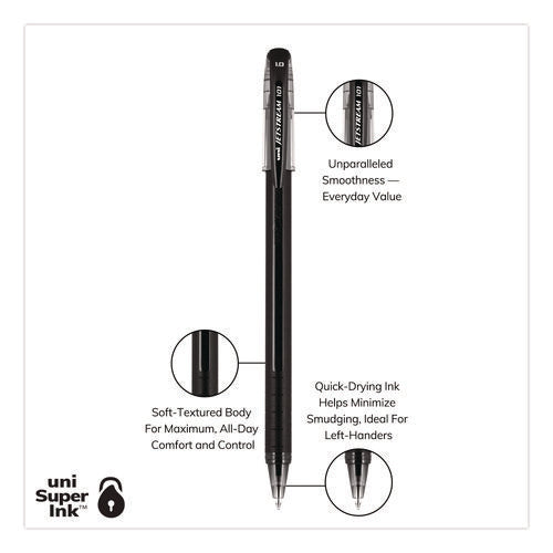 Image of uniball® Jetstream 101 Hybrid Gel Pen, Stick, Bold 1 mm, Black Ink, Black Barrel, Dozen