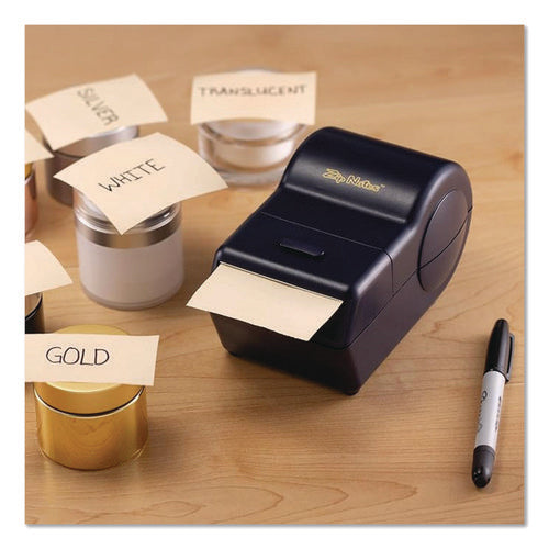 Image of Zip Notes Administrator Dispenser, For 3 x 3 Pads, Black, Includes 150 ft Roll of Sticky Paper and 2 AA Batteries