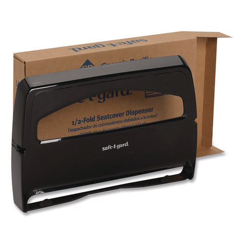 Image of Georgia Pacific® Professional Safe-T-Gard Toilet Seat Cover Dispenser, Half-Fold, 16.38 X 2.5 X 11.75, Black