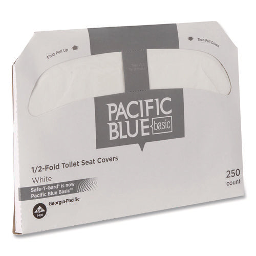 Image of Georgia Pacific® Professional Safe-T-Gard Half-Fold Toilet Seat Covers, 14.5 X 17, White, 250/pack, 20 Packs/carton