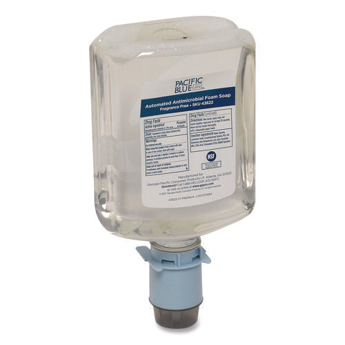Image of Georgia Pacific® Professional Pacific Blue Ultra Automated Foam Soap Refill, Antimicrobial, E2 Rated, Fragrance-Free, 1,200 mL, 3/Carton