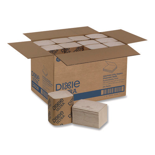 Image of Dixie® Interfold Napkin Refills 2-Ply, 6.5 X 5 Folded, Brown, 6,000/carton