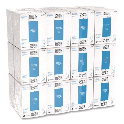 Image of Georgia Pacific® Professional Pacific Blue Select Disposable Patient Care Washcloths, 1-Ply, 10 x 13, Unscented, White, 55/Pack, 24 Packs/Carton